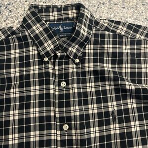 Ralph Lauren Men's Black and White Plaid Shirt